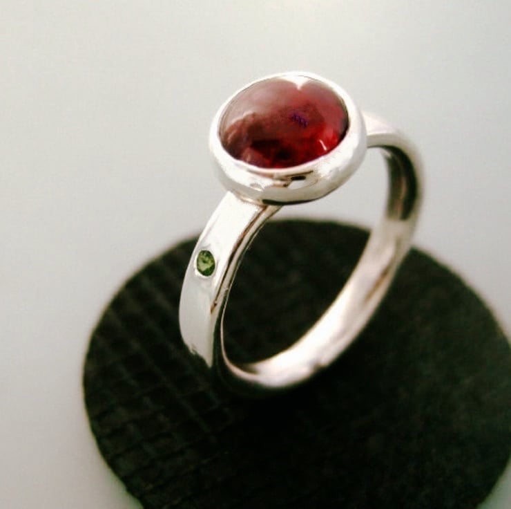 Sterling Silver Garnet Tourmaline Ring, Handmade Urban Jewellery Design