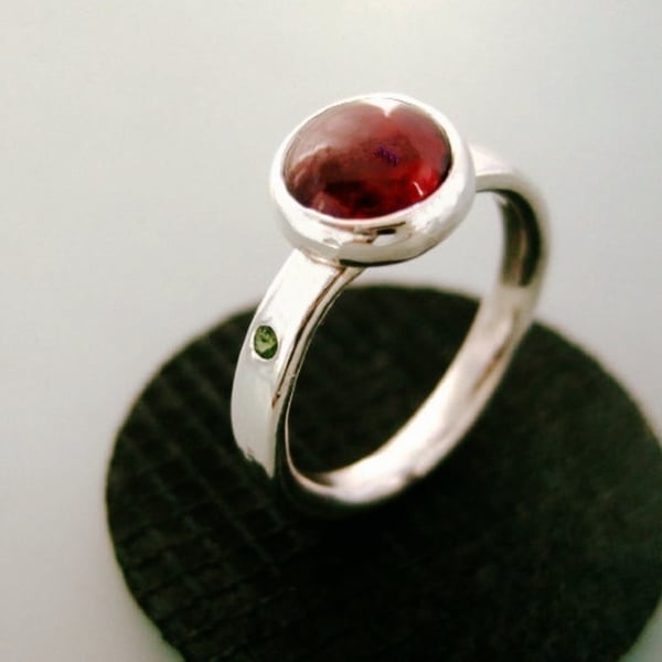 Sterling Silver Garnet Tourmaline Ring, Handmade Urban Jewellery Design