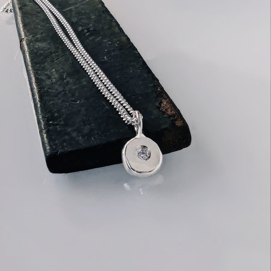 HANDMADE Sterling Silver Diamond Pendant 