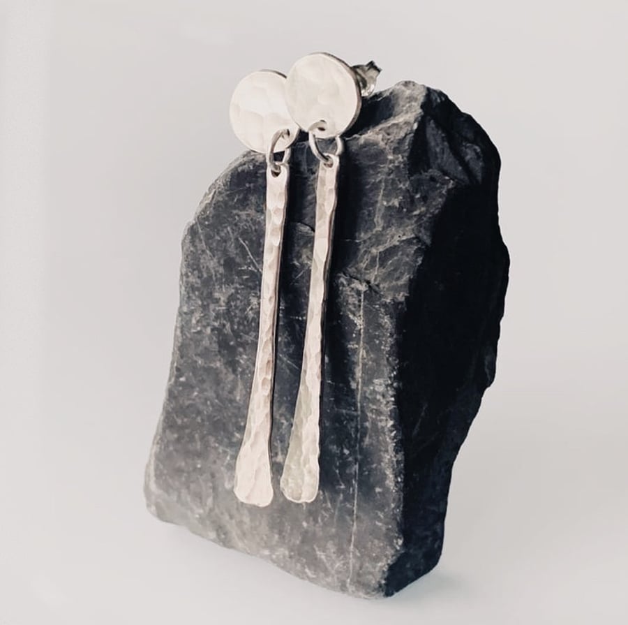 Recycled Sterling Silver Drop Earrings 