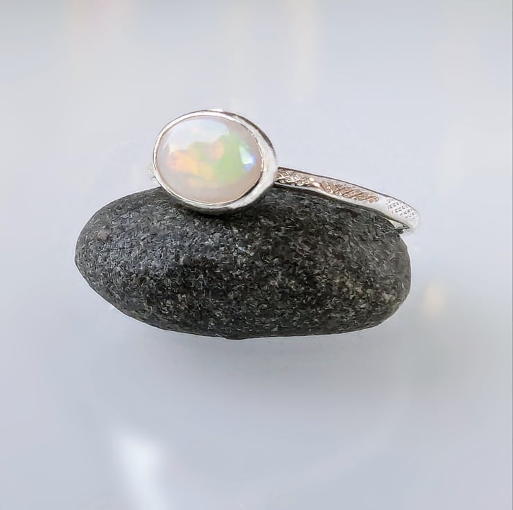 Natural Opal Sterling Silver Ring , Handmade Urban Design Jewellery