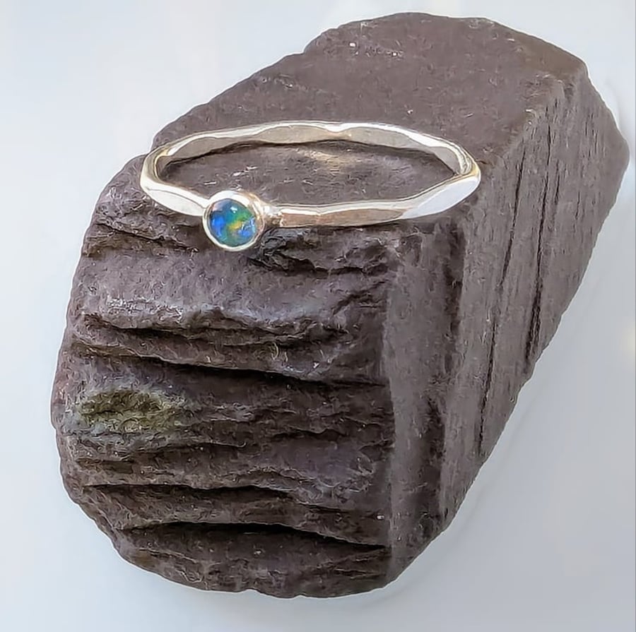 Recycled Sterling Silver Handmade Opal GEMSTONE Ring