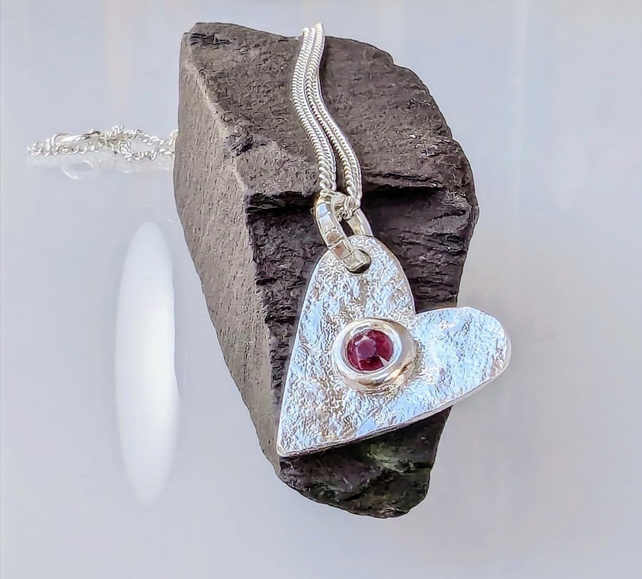 RUBY SAINT VALENTINE Natural Ruby Recycled Handmade Sterling Silver Pendant