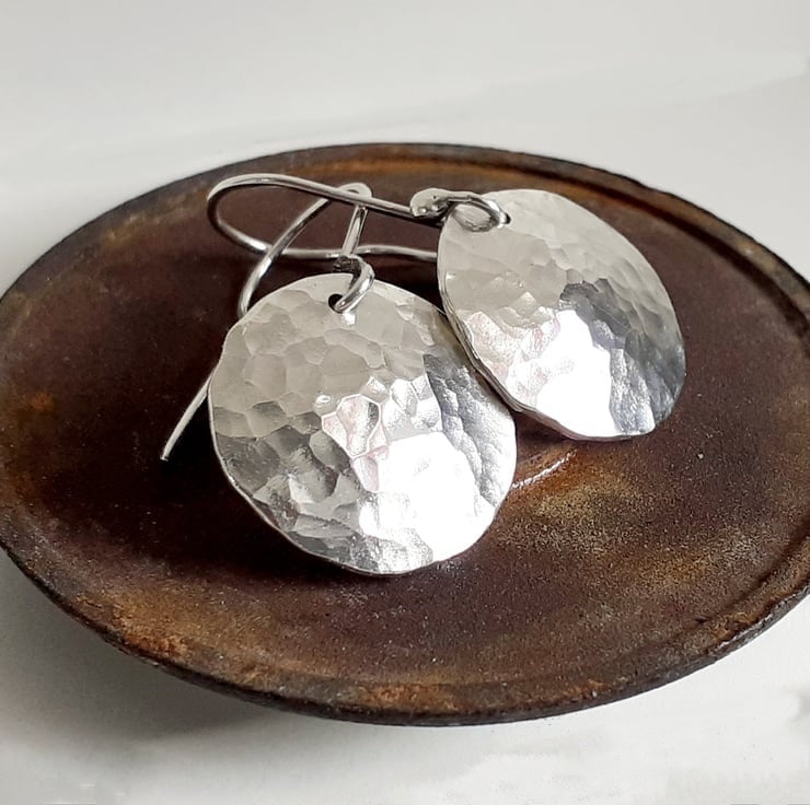 LARGE Handmade Recycled STERLING SILVER drop earrings