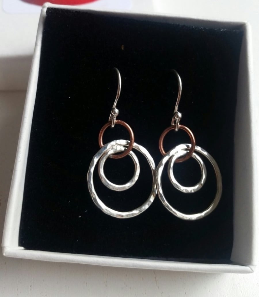 Exclusive Folksy Price Recycled Handmade Sterling silver copper hoop earrings