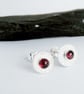 Sterling Silver Garnet Textured STUD Earrings, Handmade Urban Jewellery