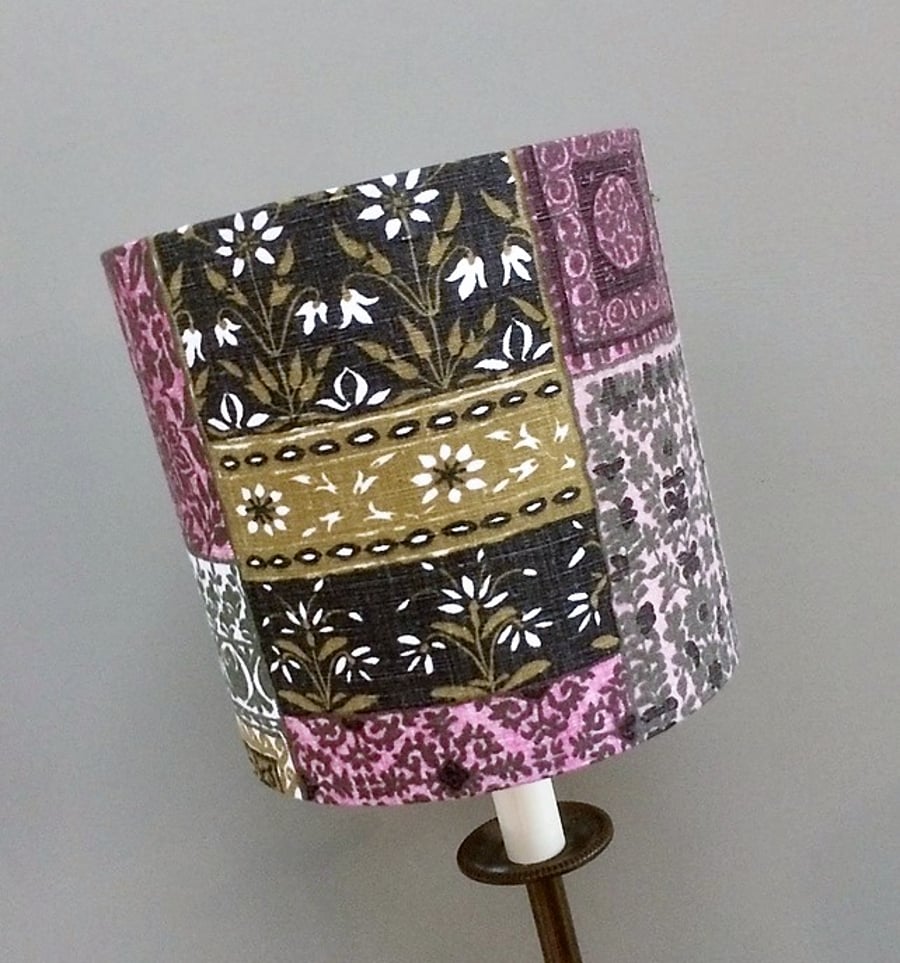 Highly Detailed Green and Pink Patchwork Vintage Fabric Lampshade option