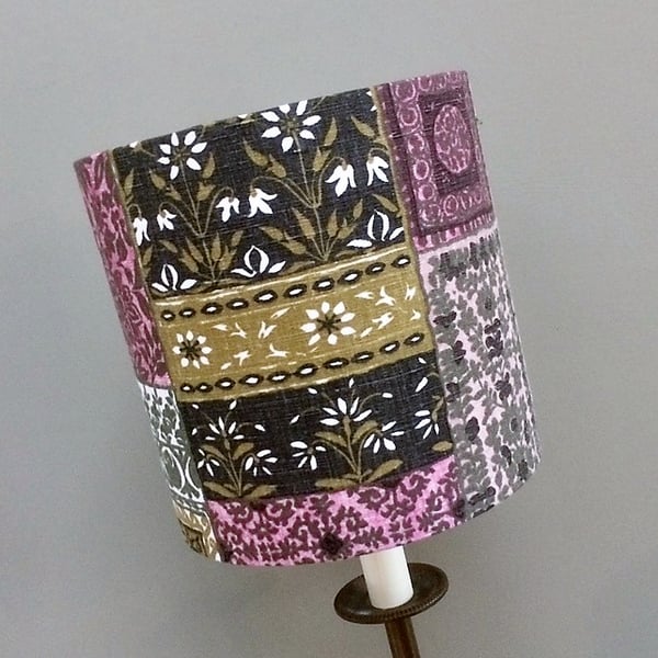 Highly Detailed Green and Pink Patchwork Vintage Fabric Lampshade option
