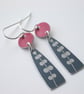 Red and grey seedhead earrings 