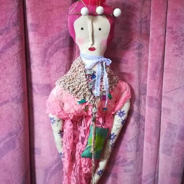 Fortune teller art doll, wall hanging, tarot card, tarot reader, OOAK 