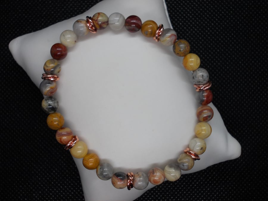 sale - Crazy lace agate elasticated bracelet