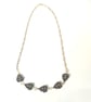 Gold filled chain necklace with black and gold Czech glass  leaf beads - Image 6