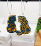 Bright Mismatched Geometric Cat Earrings (Large) Handmade Wood Statement Jewelle - Image 9