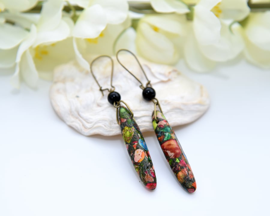 Rainbow Jasper Spike Earrings