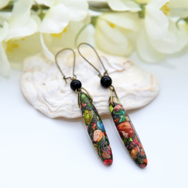 Rainbow Jasper Spike Earrings