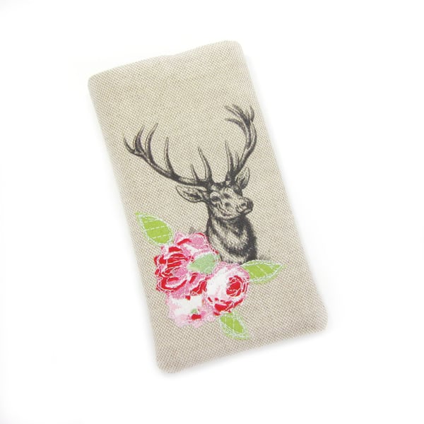 Phone Sleeve, iPhone Case, iPhone 6, Deer and Pink Rose