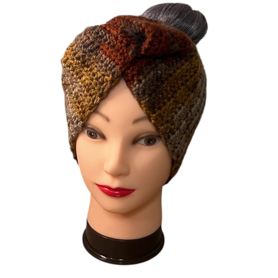 CROCHET EAR WARMERS TIE KNOT TWIST 