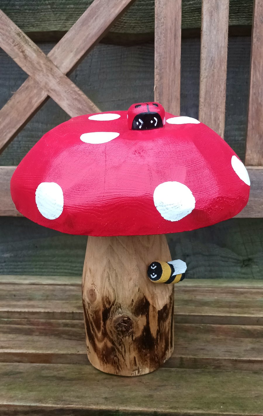 Red Spotty Toadstool with bee and ladybird