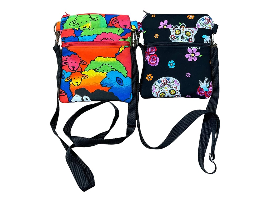 Colourful sheep print slim phone shoulder bag with multi pockets, teenager messe