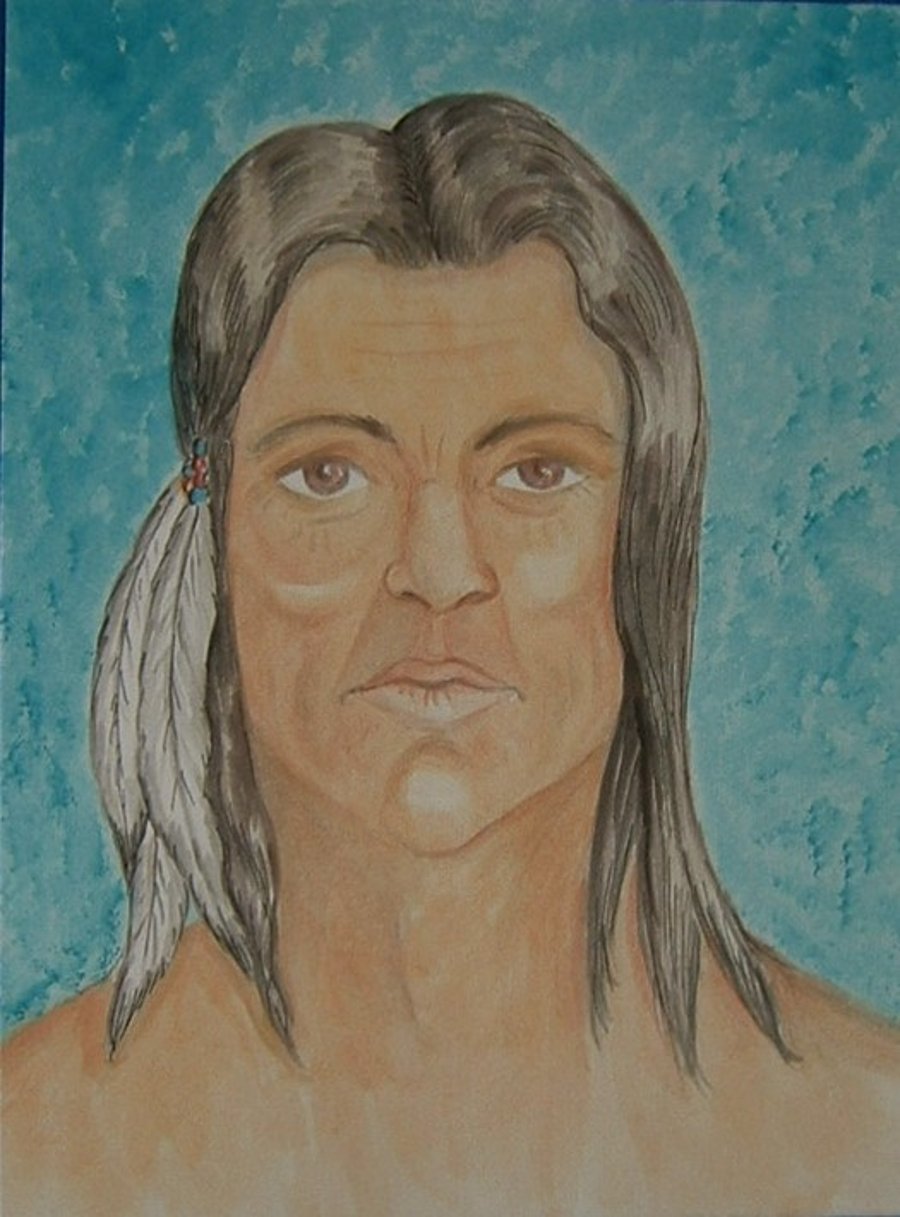 Indian head portrait acrylic art painting (ref 641)