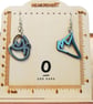 Mismatched Wooden Scribble Earrings Hand-Painted Blue, Grey, Cream Design - Image 6