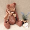 Hand Embroidered Alpaca Artist Bear, One of a Kind Collectable Teddy Bear