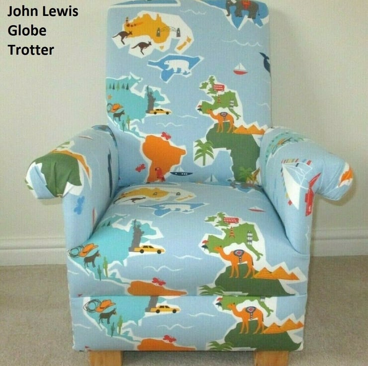 John Lewis Globe Trotter Fabric Kids Chair Chil... - Folksy