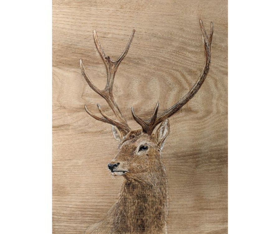 Original Stag painting on reclaimed and repurposed wood