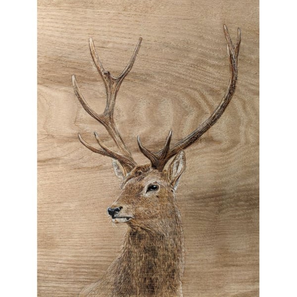 Original Stag painting on reclaimed and repurposed wood