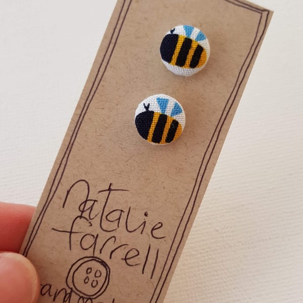 Bee Button Earrings