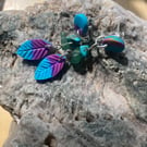 Button and leaf earrings