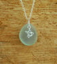Beach glass pendant with dove charm - Image 2