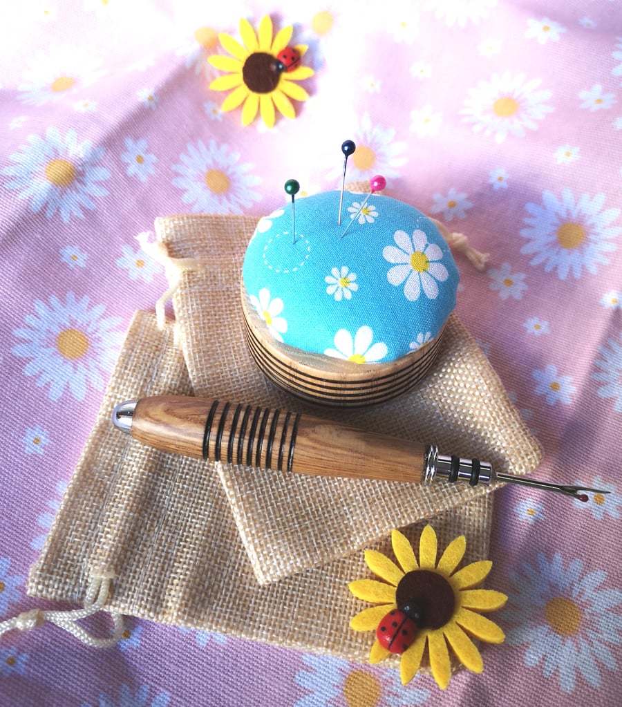 Stitcher's Tools - Woodturned Seam Ripper and Pin Cushion - Beautiful Bundle