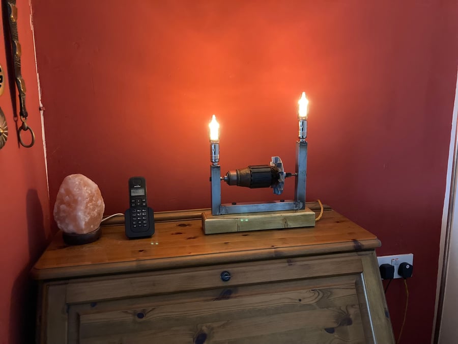 Unusual Table Lamp, Armature from Vintage Electric Drill Motor