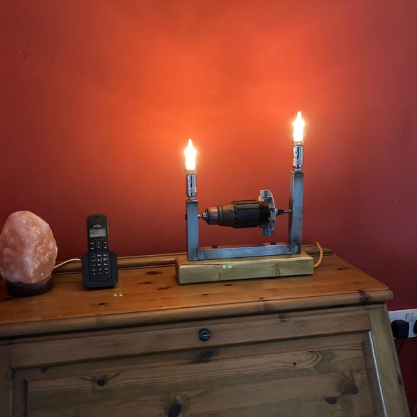 Unusual Table Lamp, Armature from Vintage Electric Drill Motor