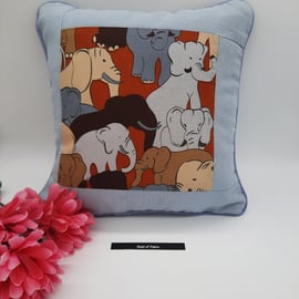 Cushion 11" x 11" blue elephant lovers. SALE 