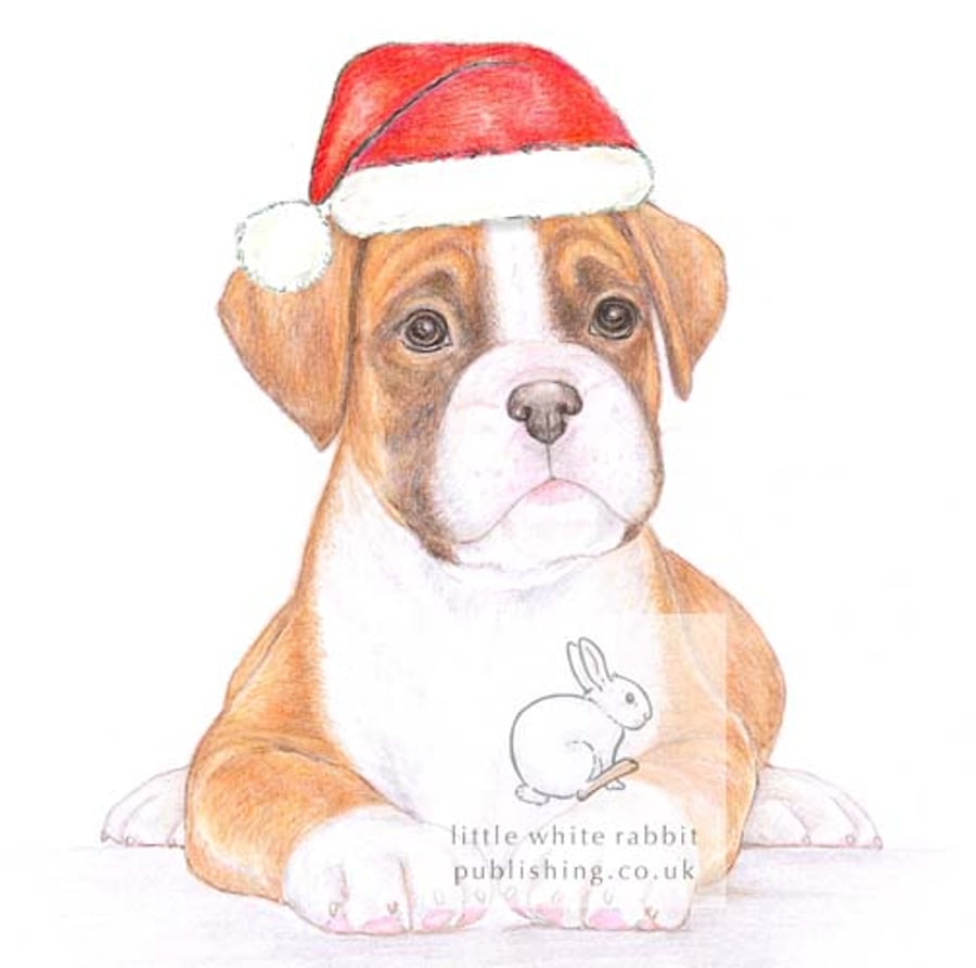 Jake the Boxer - Christmas Hat Card