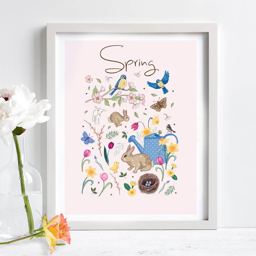 'Spring' illustration print, nursery wall art
