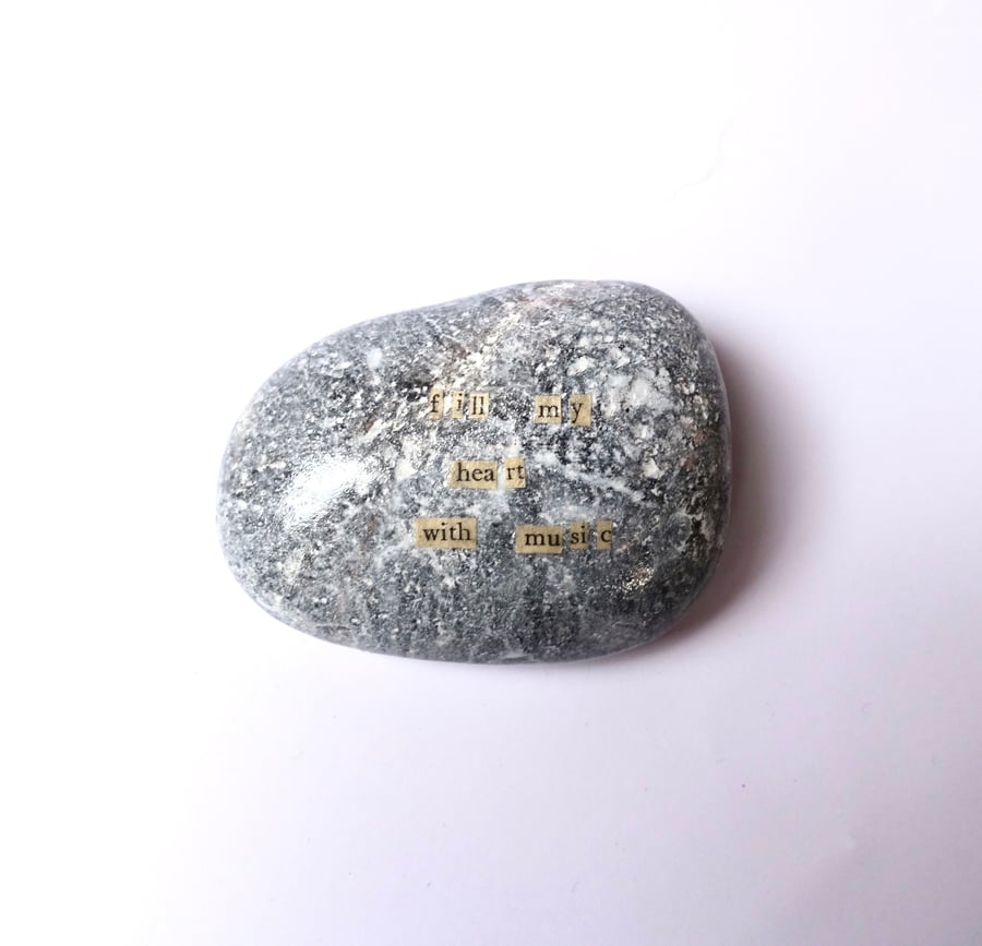 Fill my heart with music... Folklore Inspired Story Stone, cute ready to ship