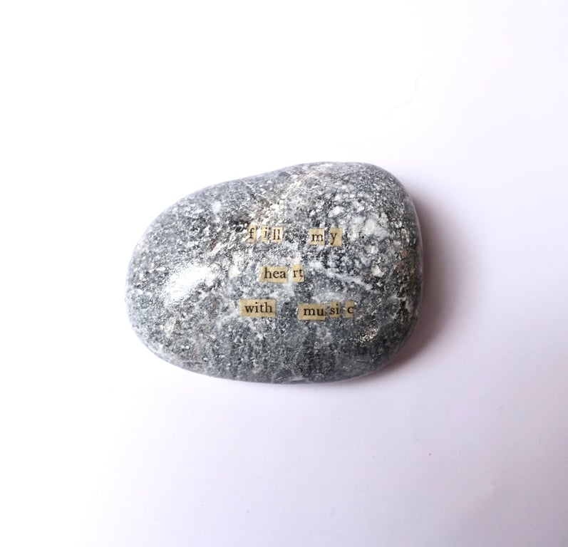 Fill my heart with music... Folklore Inspired Story Stone, cute ready to ship