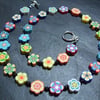 Flower Power Collection Primary Colours Garland Kitsch Polymer Clay Necklace