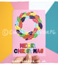 Pink Rainbow Holly Wreath Christmas Greetings Card