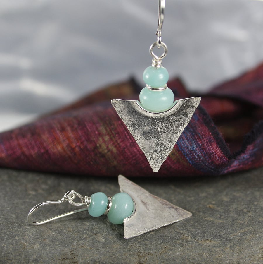 Amazonite and silver tribal earrings