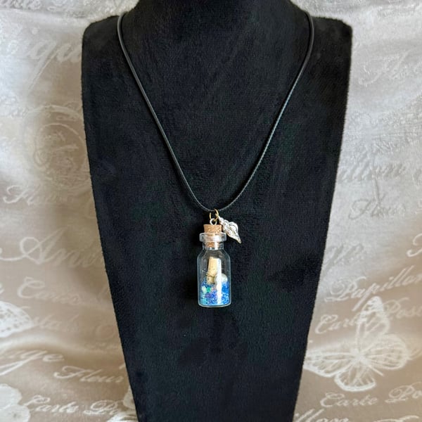 Handmade Mermaid Message Bottle Necklace – Ocean Inspired Glass Bottle Pendant