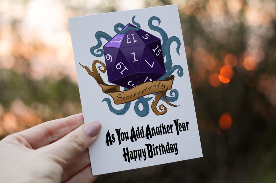 Screams Internally As You Add Another Year Dungeons and Dragons Birthday Card