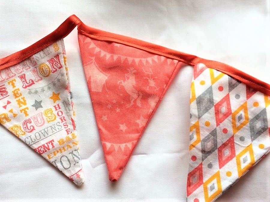 Coral circus themed bunting