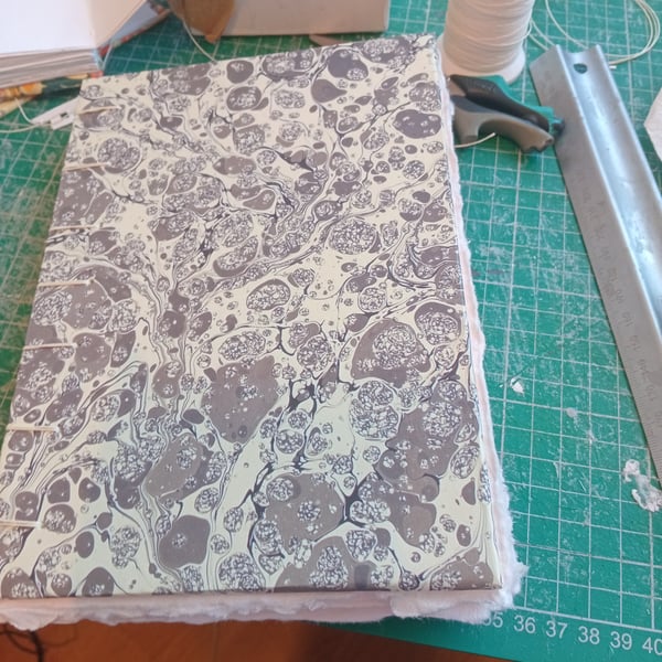 Watercolour sketchbook imperfect coptic stitch cotton rag open spine