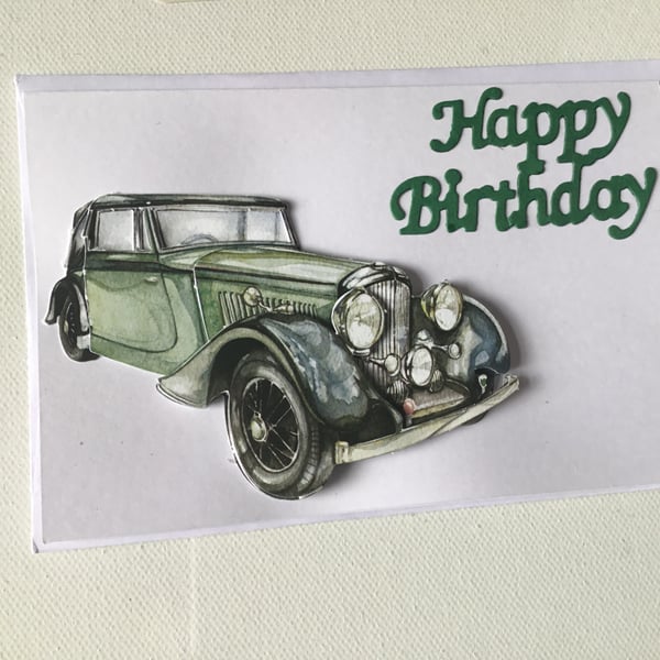 birthday card. Classic car. Decoupage. Card for car lover. CC719