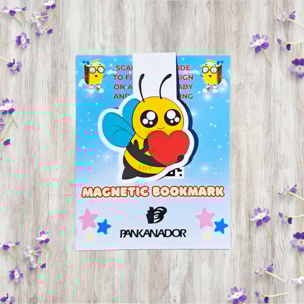 Cute Bee Magnetic Bookmark – Laminated Animal Book Marker for Children