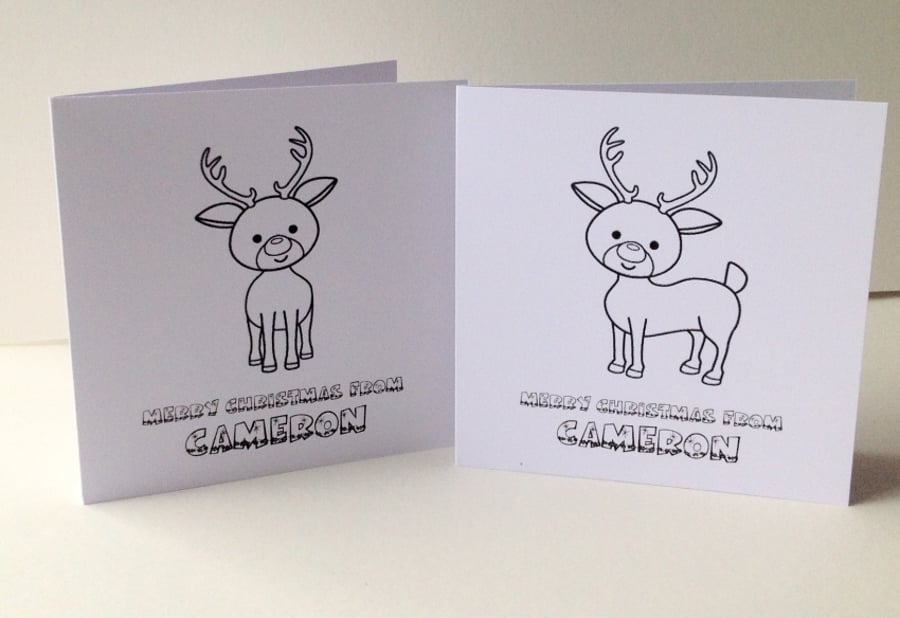 Christmas Cards,'Lets Colour In' Kids Personalised Xmas Cards 5pk,Handmade Cards